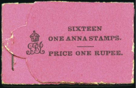 Stamp of India BOOKLETS: 1912-22 Black on pink 1r booklet complet
