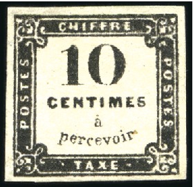 Stamp of France 1859 10c Noir Litho, neuf sans gomme, TB, très rar