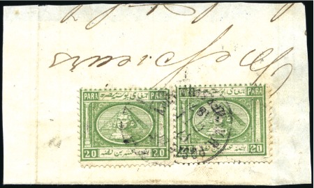Stamp of Egypt » 1867-69 Penasson 1871 Small part of a cover with a pair of 1867 20 