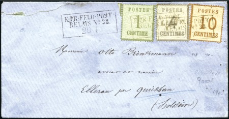 Stamp of France » Guerre de 1870-1871 Alsace-Lorraine 1c +4c +10c obl. Feldpost Relais n