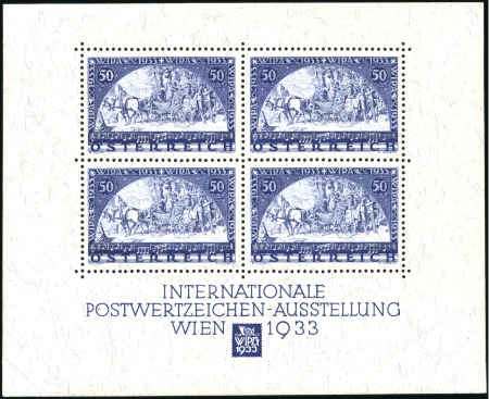 Stamp of Austria » 1st. Republic 1933 WIPA 50(+50)gr miniature sheet in original co