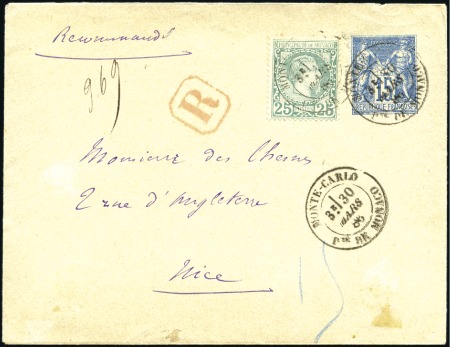 Stamp of Colonies françaises » Monaco 1886 Rare usage d'un Entier de France 15c Sage en 