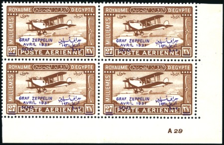 Stamp of Egypt » Commemoratives 1931 Graf Zeppelin 100m on 27m mint A29 control bl