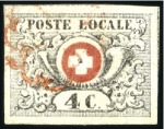 Stamp of Switzerland / Schweiz » "Waadt", "Neuenburg", "Winterthur" Waadt 4C mit Abart 1.01: Aufnadelungspunkt in der 