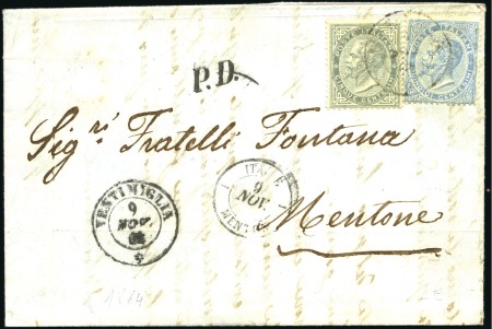 Stamp of France 1864 Lettre en tarif frontalier de Vintimille pour