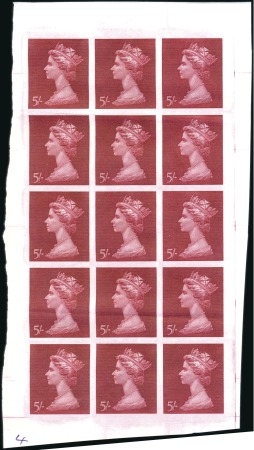 Stamp of Great Britain » Queen Elizabeth II 1969 5s Machin by Bradbury Wilkinson in imperf. sh