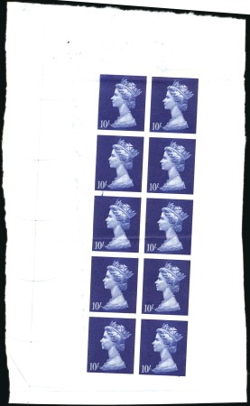 Stamp of Great Britain » Queen Elizabeth II 1969 10s Machin by Bradbury Wilkinson in imperf. s
