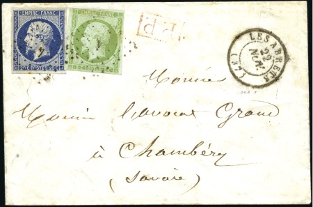 Stamp of France 1854-68, Lot de 5 lettres en TARIF FRONTALIER sur 