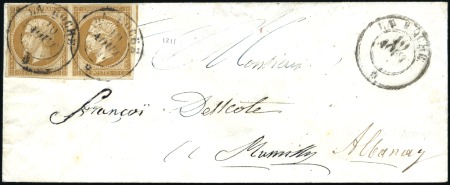 Stamp of France 1860 Càd sarde LA ROCHE 10 aout 60 sur paire de 10