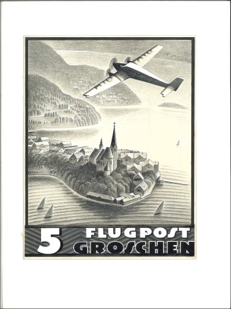 Stamp of Austria 1935 ORIGINAL ARTWORK by Georg JUNG of the 10Gr Ma