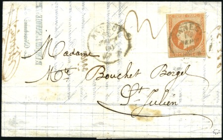 Stamp of France 1860 Càd sarde Annecy 14 sept 60 sur 40c Empire ND