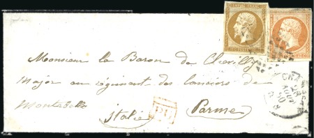Stamp of France 1860 Càd sarde Chambéry 28 aout 60 sur 10c +40c Em