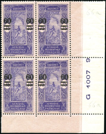 Stamp of Colonies françaises DAHOMEY 1922-25 Double surcharge 60 sur 75c violet