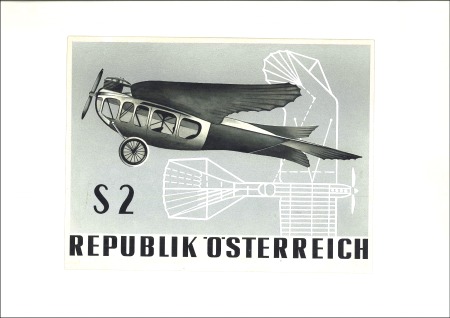 Stamp of Austria 1968 ORIGINAL ARTWORK by artist Peter Sinawehl of 