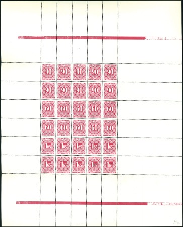 Stamp of Austria 1950 90g, 60g and 1s65 all in red colour in se-ten