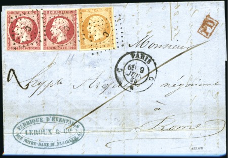 Stamp of France 1858-60, Etude sur pages de 3 lettres pour les ETA