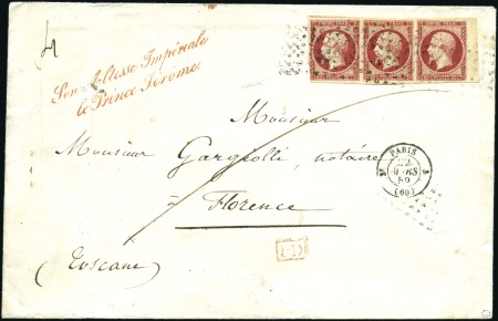 Stamp of France 1858-59, Etude sur pages de 4 lettres pour la TOSC