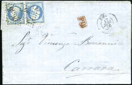 Stamp of France 1862 20c Empire dentelé en paire TETE-BECHE sur le