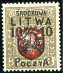 Stamp of Lithuania » Lithuania (Central) 1920 Surcharge complete set of 10, mint, fine to v