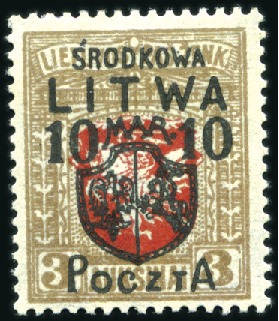 Stamp of Lithuania » Lithuania (Central) 1920 Surcharge complete set of 10, mint, fine to v