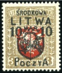 Stamp of Lithuania » Lithuania (Central) 1920 Surcharge complete set of 10, mint, fine to v