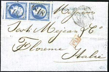 Stamp of France 1862, Etude sur pages de 6 lettres pour l'ITALIE a