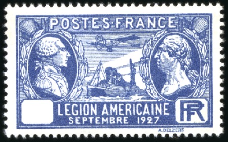 Stamp of France 1927 Légion américaine, 1F50 Outremer variété sans