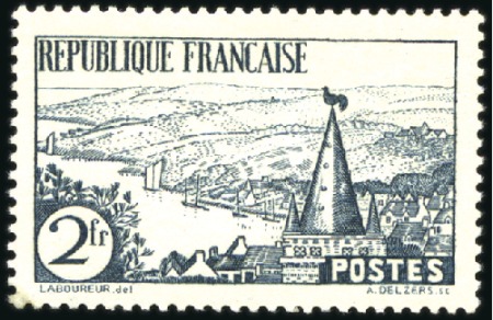 Stamp of France 1935 Rivière bretonne, 2F Ardoise, neuf sans ch., 