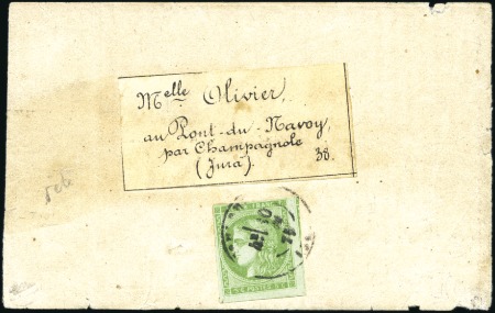 Stamp of France 1870 Bordeaux 5c vert Report 2, déf., seul sur ban