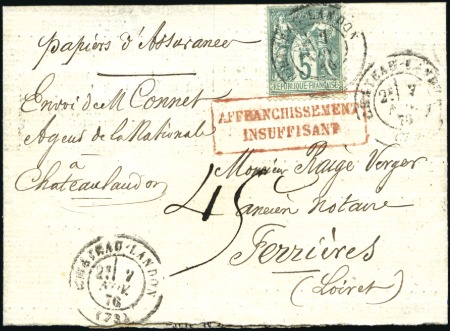 Stamp of France Bande pour Papiers d'affaires avec 5c Sage obl. Ch