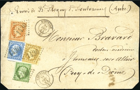 Stamp of France 1862 Spectaculaire quadricolore tout en Empire den