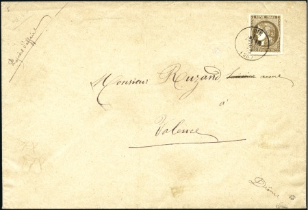 Stamp of France 1870 30c Bordeaux avec voisins, obl. càd Dié 18.03