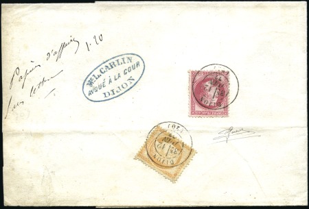 Stamp of France 1872 Rare bande de Papiers d'Affaires au 10è échel