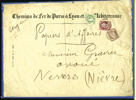 Stamp of France 1876 Rare 19è échelon du tarif OPR (Objet à prix r