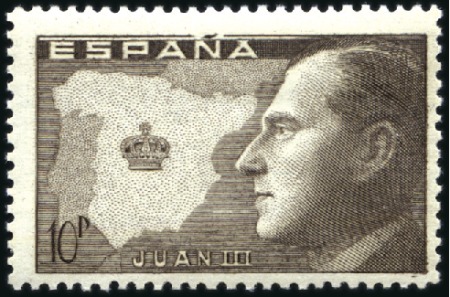 Stamp of Spain 1946 Don Juan III unissued 50c grey, 10P ultramari