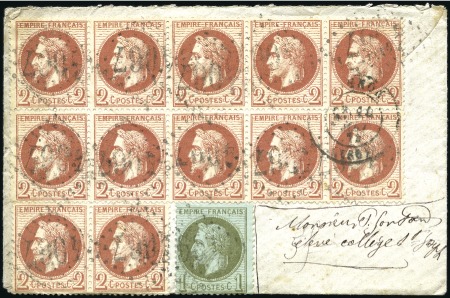 Stamp of France 1c Lauré +2c Lauré (x12 dont bloc de DIX) obl. GC4