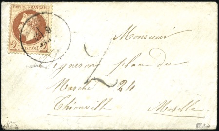 Stamp of France 1872 2c Lauré seul sur enveloppe ouverte pour cart
