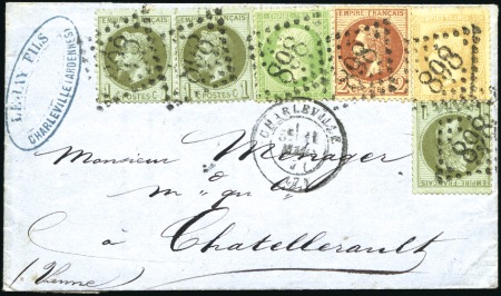 Stamp of France 1865-71, Etude sur page de 16 lettres de bureau à 