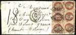 Stamp of France 1865-71, Trois lettres taxées avec 2c Lauré et exp