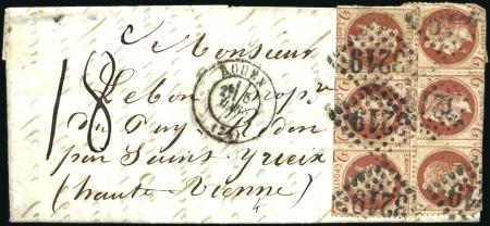 Stamp of France 1865-71, Trois lettres taxées avec 2c Lauré et exp