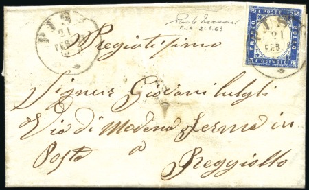Stamp of Italy Inverted Head on Cover

1863 15c Blue with HEAD 