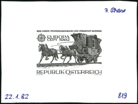 Stamp of Austria » 2nd. Republic 1982 EUROPA 1982 6s single die proofs in black, sh