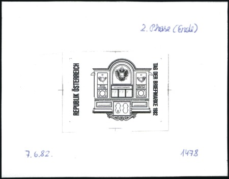 Stamp of Austria » 2nd. Republic 1982 Stamp Day 6s (+3s) single die proofs in black