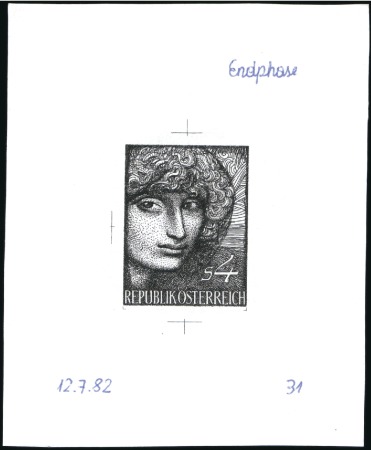 Stamp of Austria » 2nd. Republic 1982 Ernst Fuchs single die proof in black, number