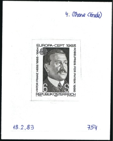 Stamp of Austria » 2nd. Republic 1983 EUROPA 6s single die proofs in black, showing