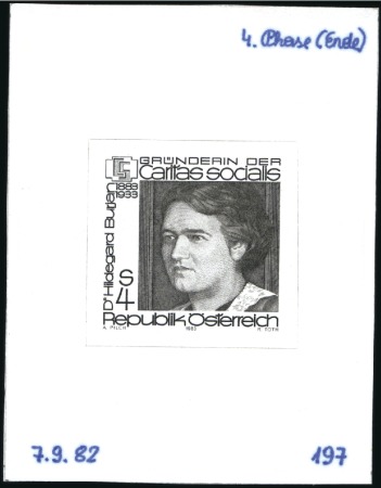 Stamp of Austria » 2nd. Republic 1983 Hildegard Burjan 4s single die proofs in blac