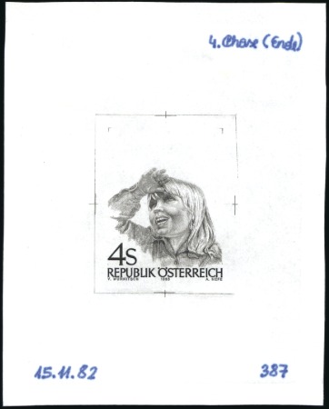 Stamp of Austria » 2nd. Republic 1983 Kinderfreunde 4s single die proofs in black, 