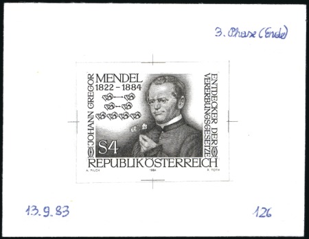 Stamp of Austria » 2nd. Republic 1984 Gregor Johann Mendel 4s single die proofs in 