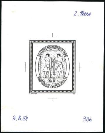 Stamp of Austria » 2nd. Republic 1984 Stamp Day 6s + (3s) single die proofs in blac