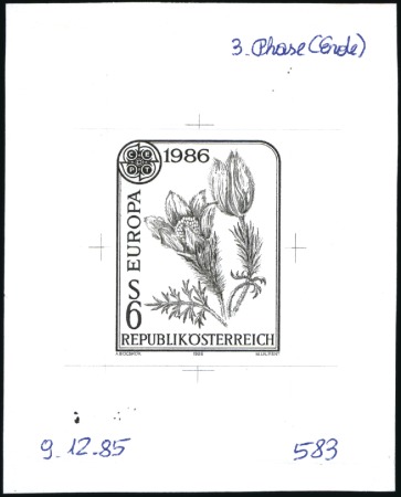 Stamp of Austria » 2nd. Republic 1986 EUROPA1986 6s00, single die proofs in black i
